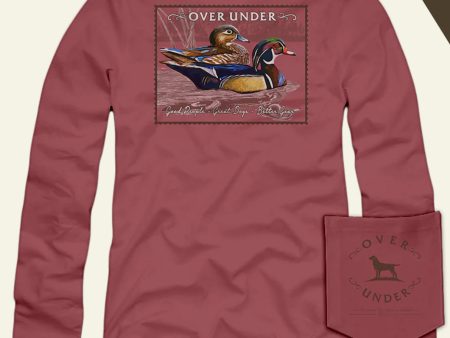 Over under L S youth wood duck stamp tee - brick For Cheap