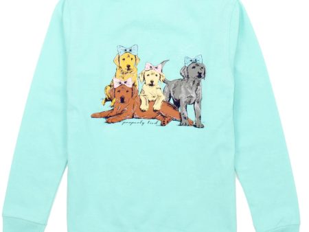 Properly Tied Girls Puppy Pile LS Seafoam Discount