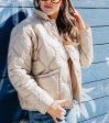 Katydid Soft Tan Button Up Quilted Puffer Jacket For Cheap