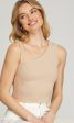 She & Sky Sleeveless Knit Asymmetrical Neck Top Oatmeal For Discount