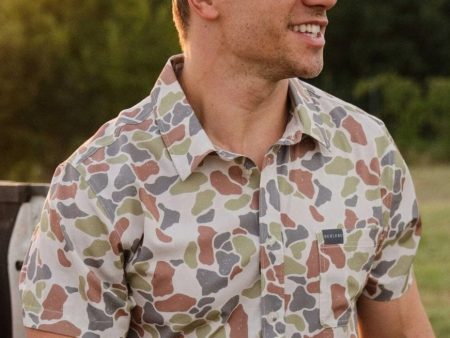 Burlebo Performance Button Up Driftwood Camo Discount