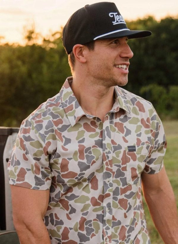 Burlebo Performance Button Up Driftwood Camo Discount