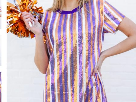 Mary Square Dress Julia Orange & Purple Cheap