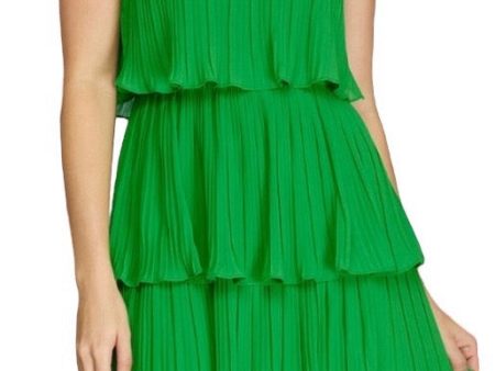 She & Sky Pleated 4 Layer MIDI Dress Tube top Apple Green For Sale