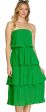 She & Sky Pleated 4 Layer MIDI Dress Tube top Apple Green For Sale