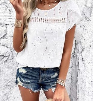 Ninexis Round Neck Short Sleeve Top White Discount