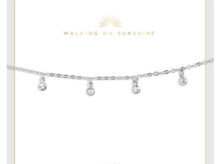 Coco + Carmen Kenya Anklet - Clear Stone Dangle Silver Sale