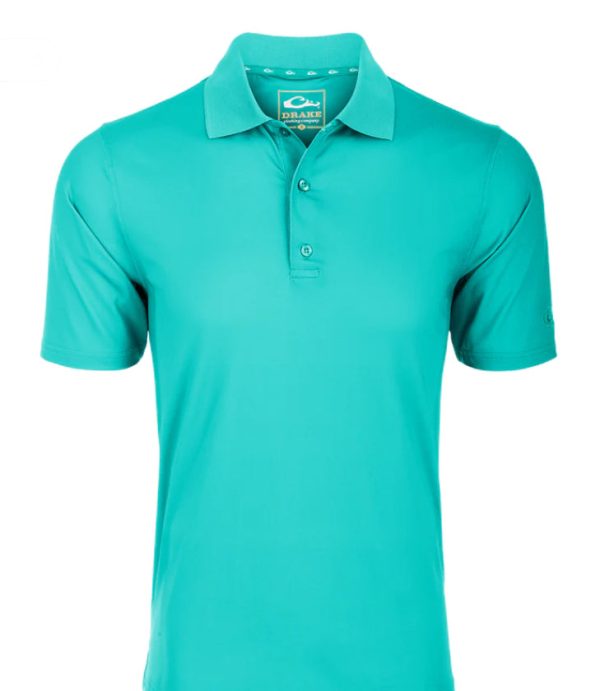 Drake Performance Men’s  Stretch Polo Ceramic Teal Discount